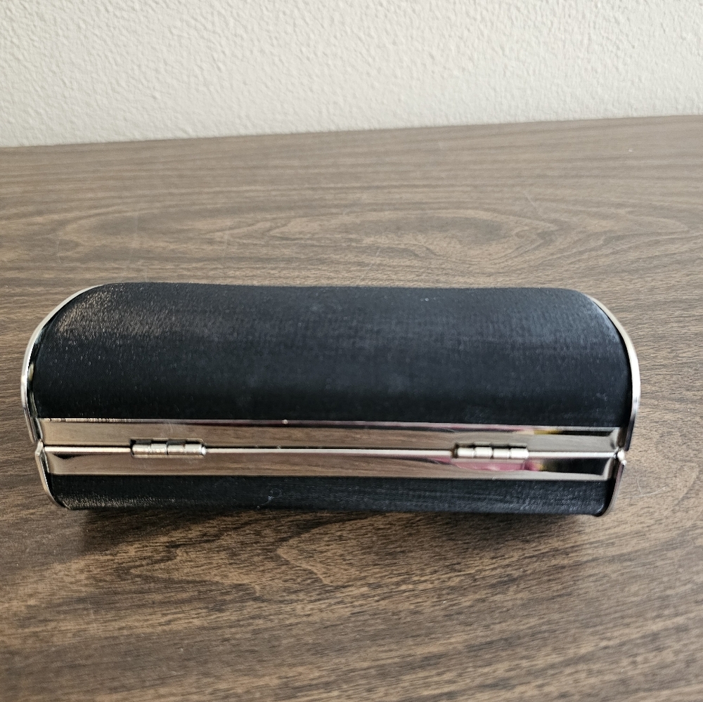 Chic Petite Black Clutch w/ Rhinestone Clasp - Picture 5 of 5